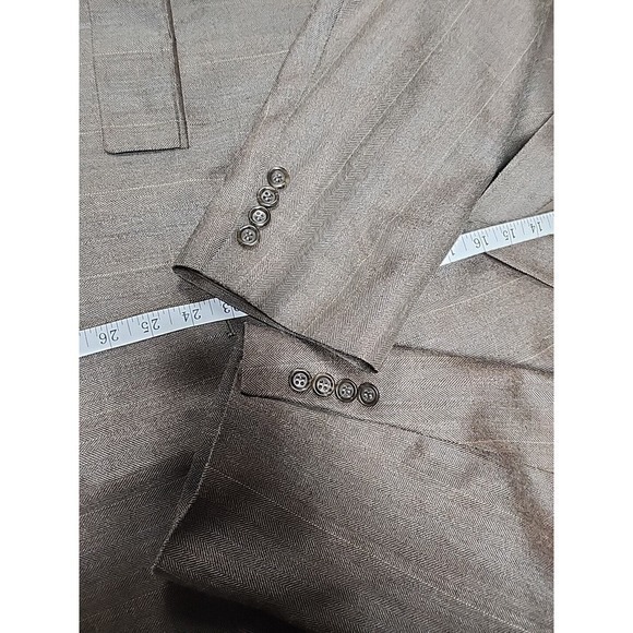 VERSINI Sport Coat Size 44R Silk Blend Blazer Shepherd's Check‎ Tan - Picture 11 of 13